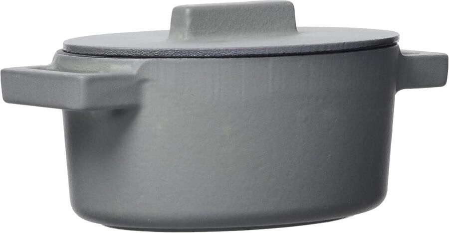 Braadpan Gietijzer Stoofpan Kookpan Langzaam Garen Geëmailleerde Afwerking 7.5 cm Diameter Lichtgrijs