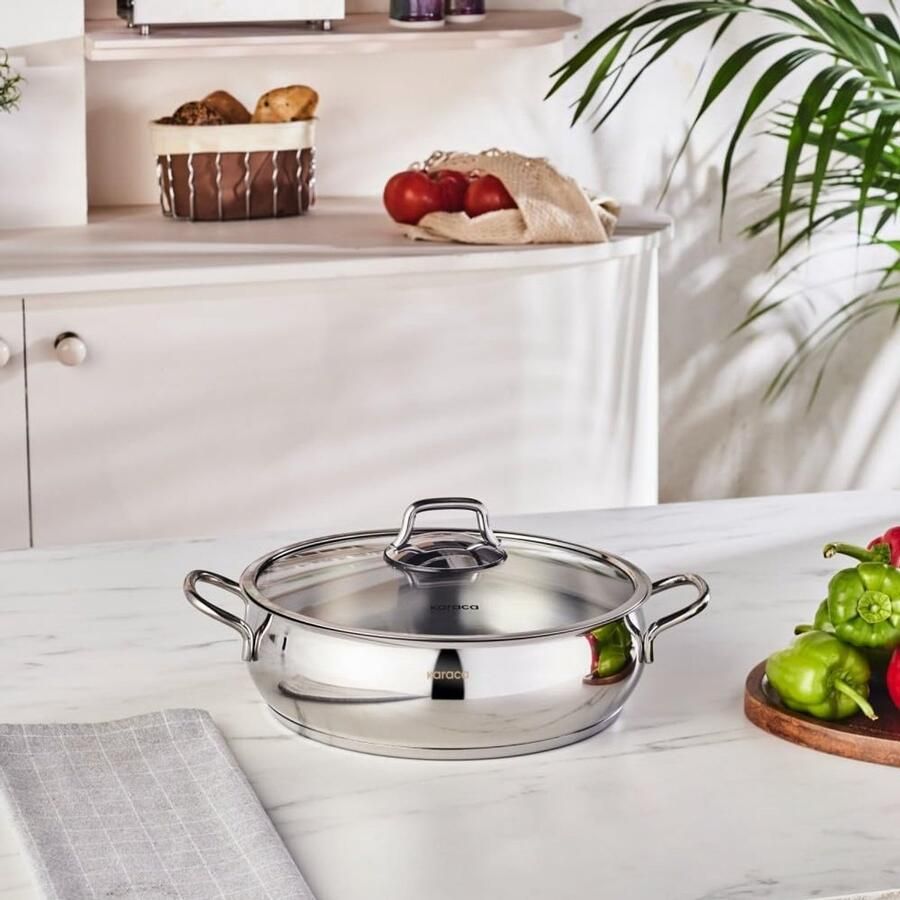 Braadpan Gietijzeren pan Langzaam garen Gelijkmatige warmteverdeling 26 cm Zilver