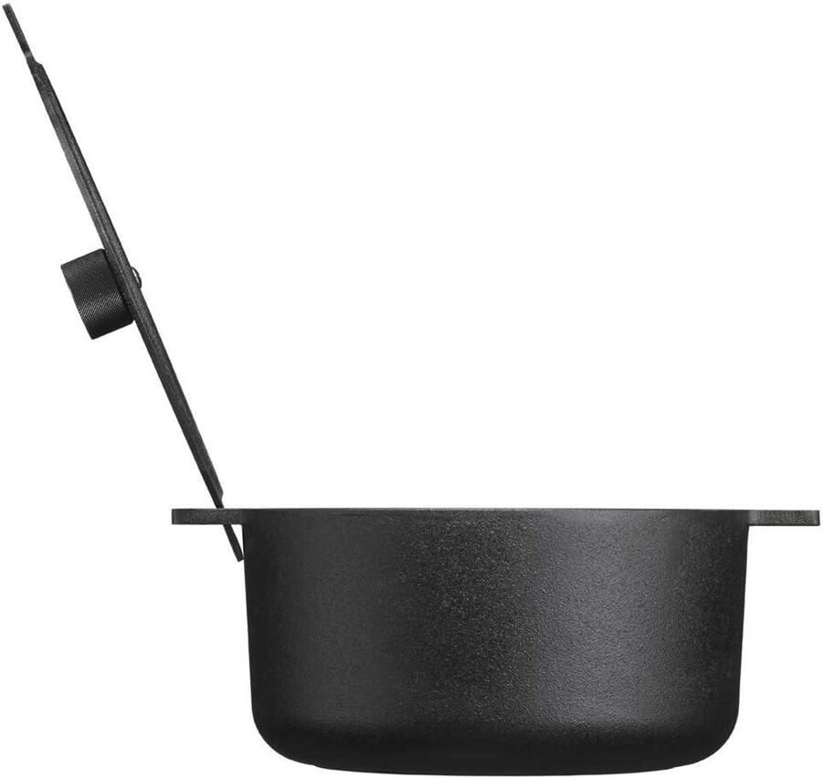 Braadpan Gietijzeren pan Langzaam garen Zelfnivellerend 5 liter Zwart