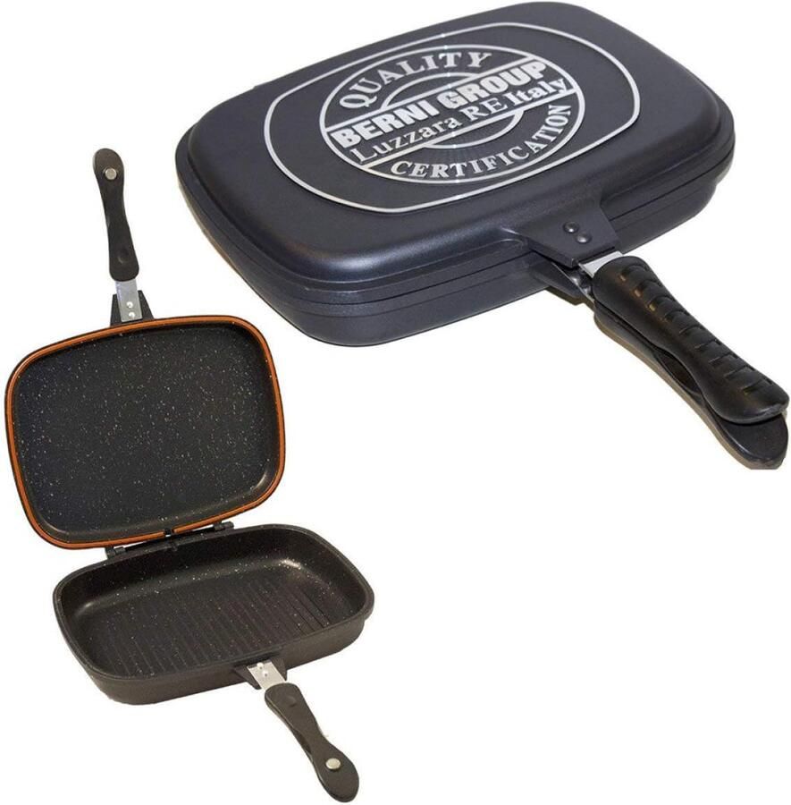 Braadpan Grill Koekenpan Lekker Koken Anti-aanbaklaag 32 cm Zwart