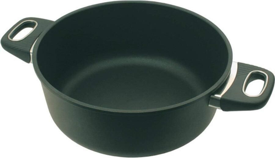 Braadpan Hoog Gegoten Aluminium Pan Stoven en Stomen Hernieuwbaar Oppervlak 32 cm Diameter Zwart