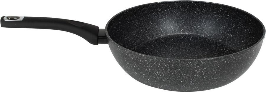 Braadpan Hoog Kookpan Diep Gelijkmatig Koken Lavasteen Antiaanbaklaag 28 cm Zwart