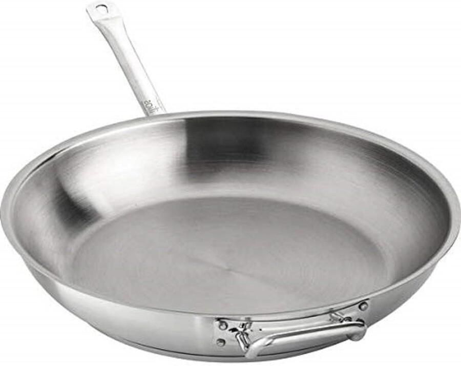 Braadpan Inductie Kookpan Stoofpan Langzaam Koken Stabiliserende Gietrand 32 cm Zilver