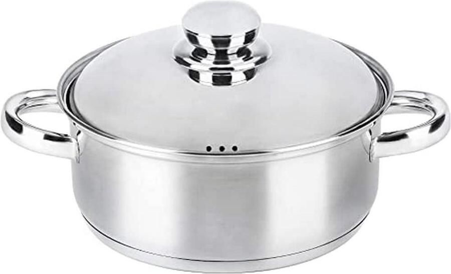 Braadpan Inductie Roestvrij Staal Koken en Braden 3-Laags Bodem 67 Liter Zilver