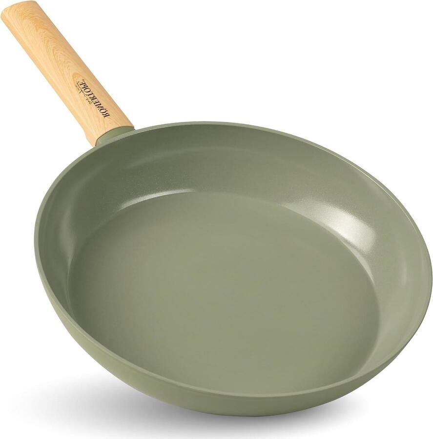 Braadpan Keramisch Koekenpan Antiaanbak Grote Porties Bereiden Zwitserse Antiaanbaklaag 30 cm 3 Liter Groen