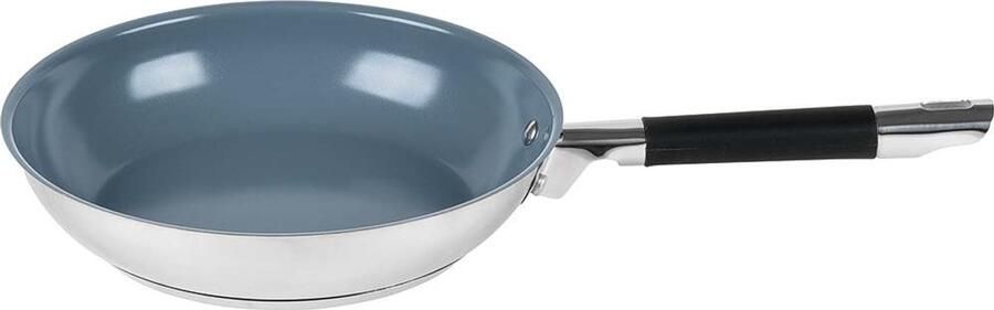 Braadpan Keramisch Steelpan Koken en Bakken Roestvrijstalen Greep Ø 20 cm Zilver - Foto 1