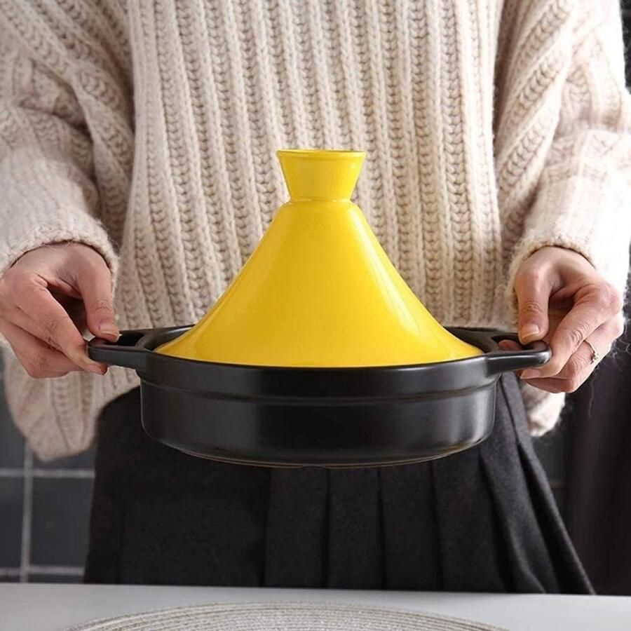 Braadpan Keramisch Stoofpot pan Langzaam koken Gietijzeren deksel 21 cm Helder