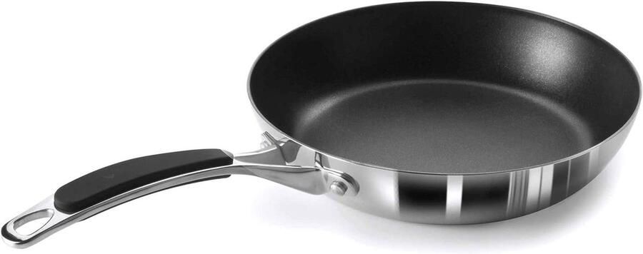 Braadpan Koekenpan Gelijkmatig Koken Tri-Metal Constructie 24 cm Zilver