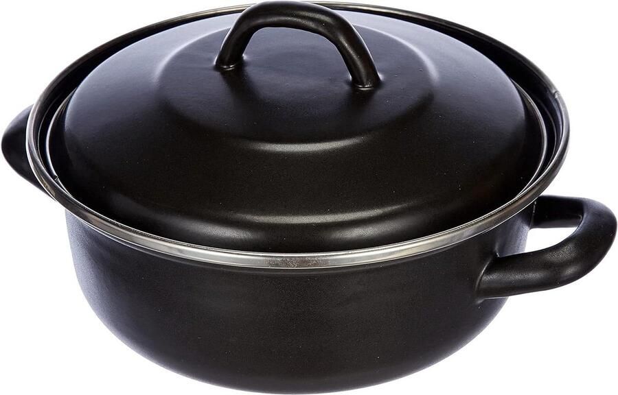 Braadpan Koekenpan met deksel Voorzichtig koken Inductiegeschikt Ø 20 cm Zwart mat