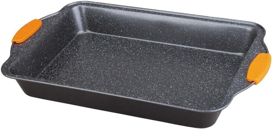 Braadpan Kookpan Maaltijden Bereiden Marmercoating 36 cm Zwart Oranje