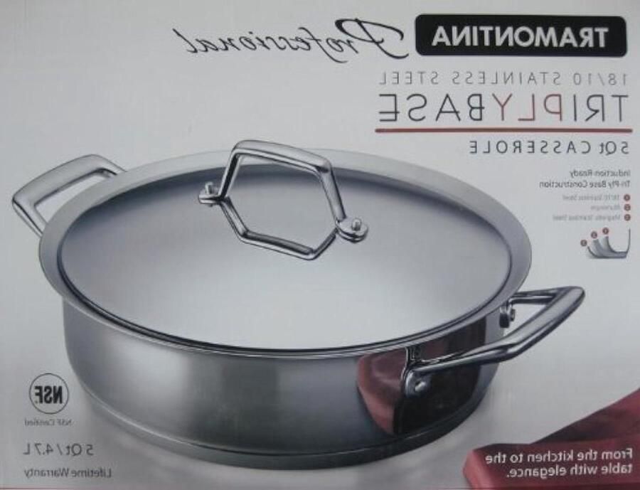 Braadpan Kookpan Ovenschaal Koken en Bakken Tri-ply basis 5 Qt Metaalkleur