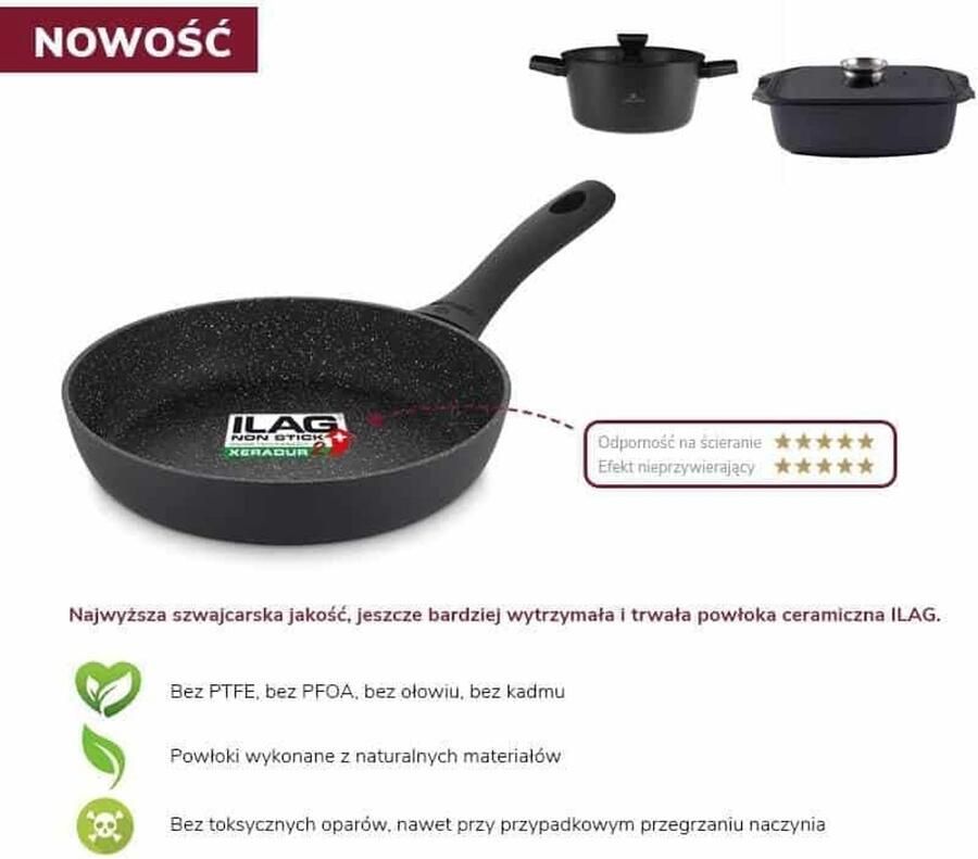 Braadpan Kookpan Steenlook Koken op Inductie Keramische Coating 24 cm Grijs