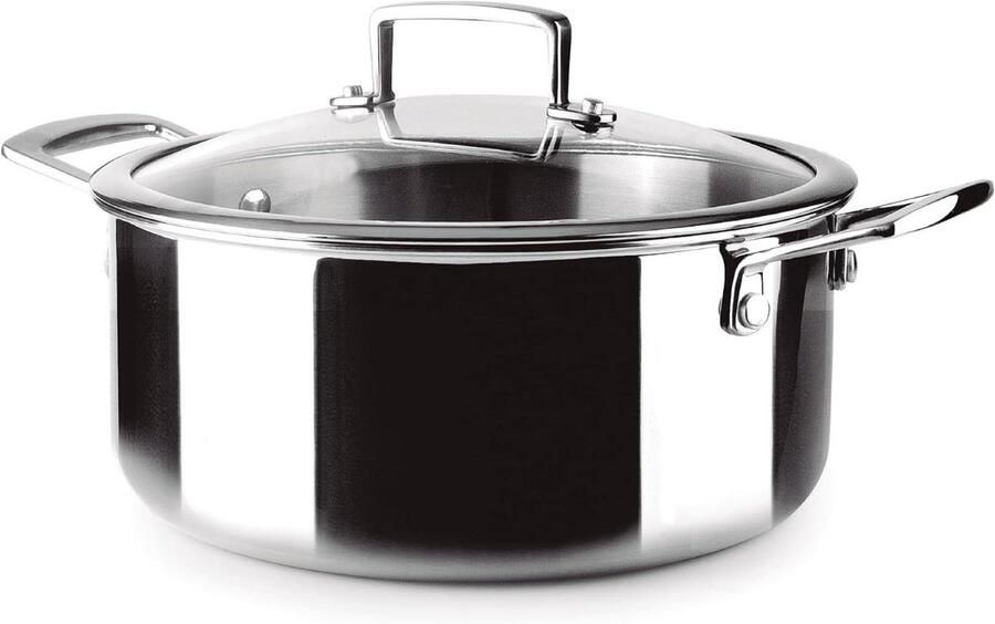 Braadpan Kookpan Stoofpan Gerechten Stoven Triply Materiaal 26 cm 5.9 Liter Grijs