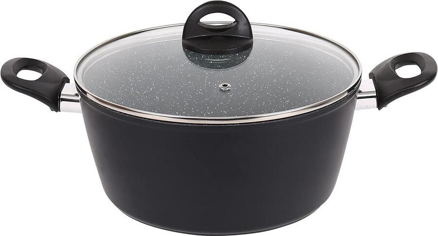Braadpan Kookpot steelpan Dagelijks koken Duurzaam gesmeed aluminium 26cm Zwart marmer