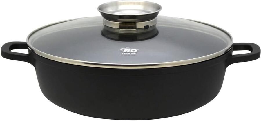 Braadpan Laag Kookpan Stoofpan Gerechten Bereiden Gegoten Aluminium 32 x 8.5 cm Zwart