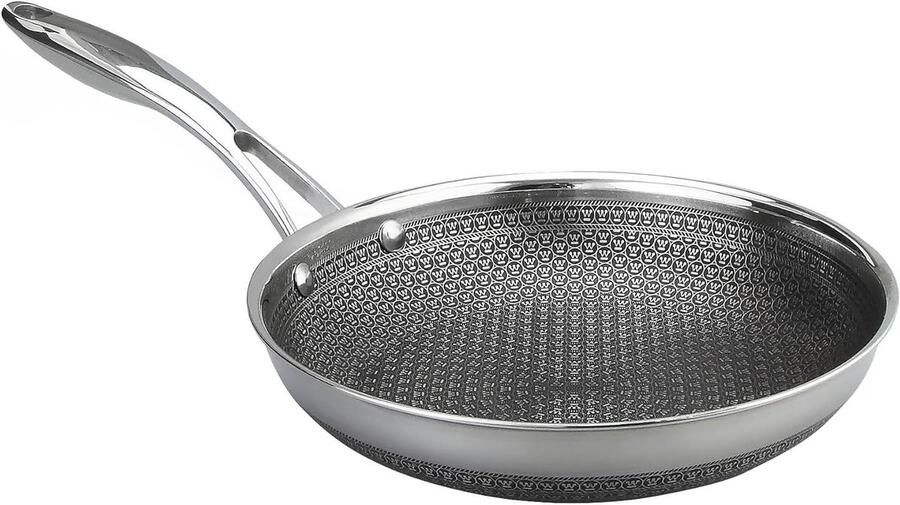 Braadpan met Anti-aanbaklaag Koekenpan Koop Gezond Koken 3-Laags Coating 24 cm Zilver