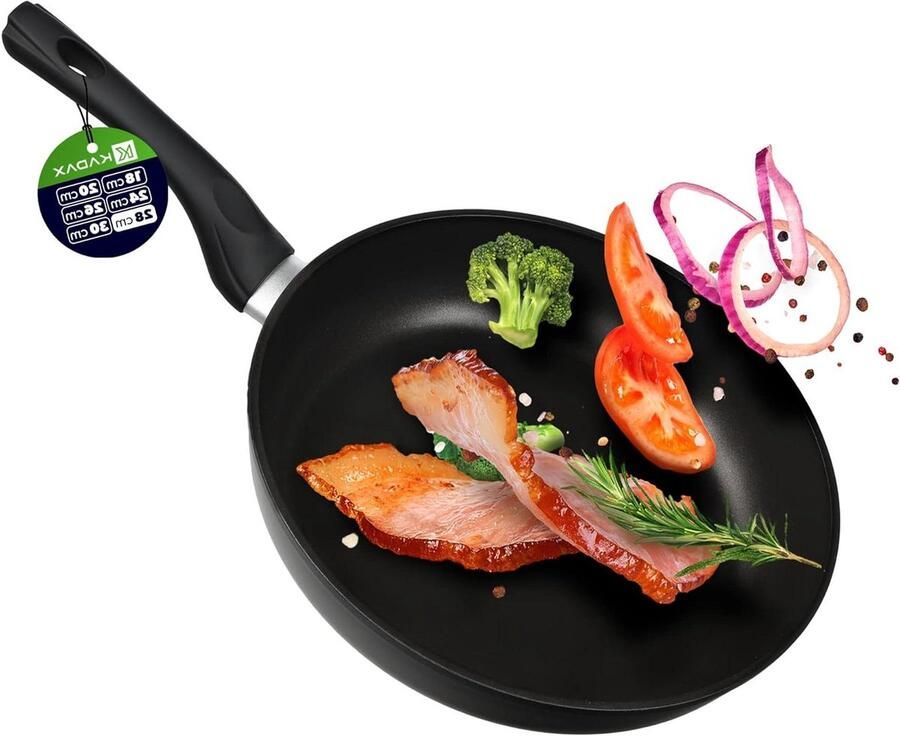 Braadpan met Antiaanbaklaag Gecoate Gourmetpan Inductie Vetvrij Koken Drievoudige Antiaanbaklaag ⌀ 28cm Zwart