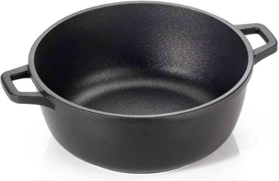 Braadpan met antiaanbaklaag Gegoten aluminium pan Langzaam garen Drukgesmolten aluminium 24 cm diameter Zwart