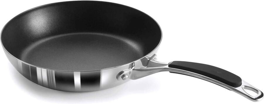 Braadpan met antiaanbaklaag Koekenpan Gelijkmatig koken Tri-metaal constructie 20 cm Zwart
