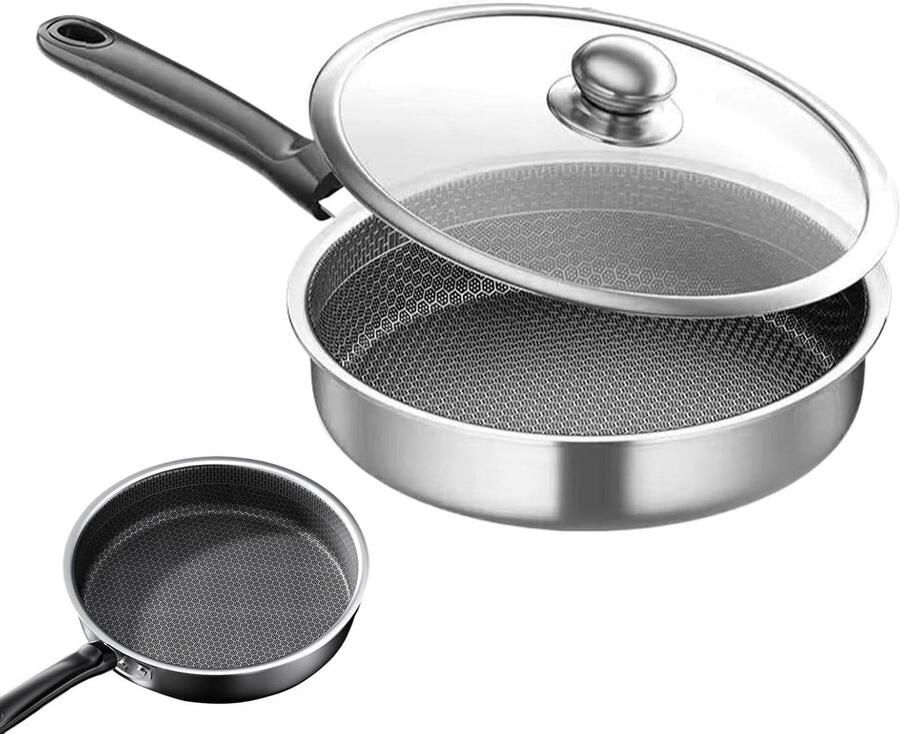Braadpan met antiaanbaklaag Koekenpan Steelpan Allround Koken Krasbestendige antiaanbaklaag 28 cm Zilver