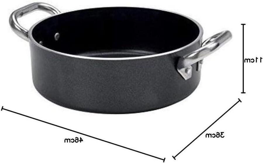 Braadpan met Antiaanbaklaag Kookpan Laag Stoofgerechten Maken Aluminium met Hoge Warmtegeleiding 36 cm Zwart
