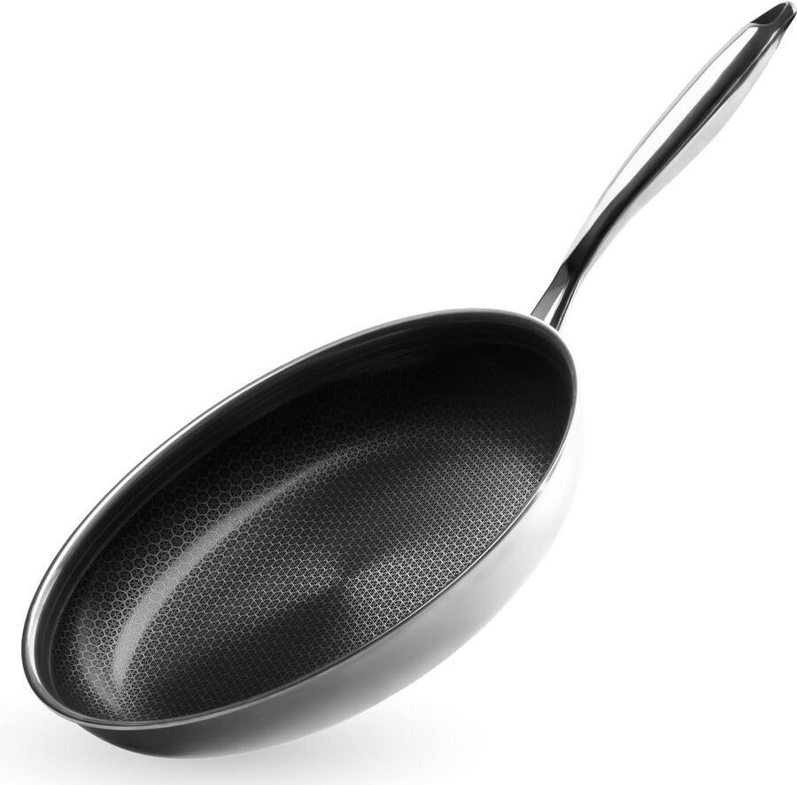 Braadpan met Antiaanbaklaag Steelpan Inductie Gezond Koken Krasbestendig Oppervlak 30 cm Zwart