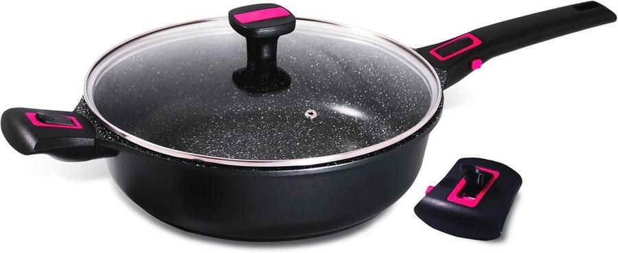 Braadpan met Deksel 28 cm Gesmeed Aluminium Zwart