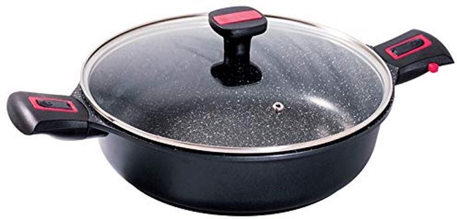 Braadpan met Deksel 28 cm Gesmeed Aluminium Zwart