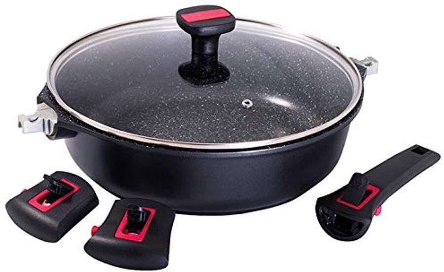 Braadpan met Deksel 28 cm Gesmeed Aluminium Zwart