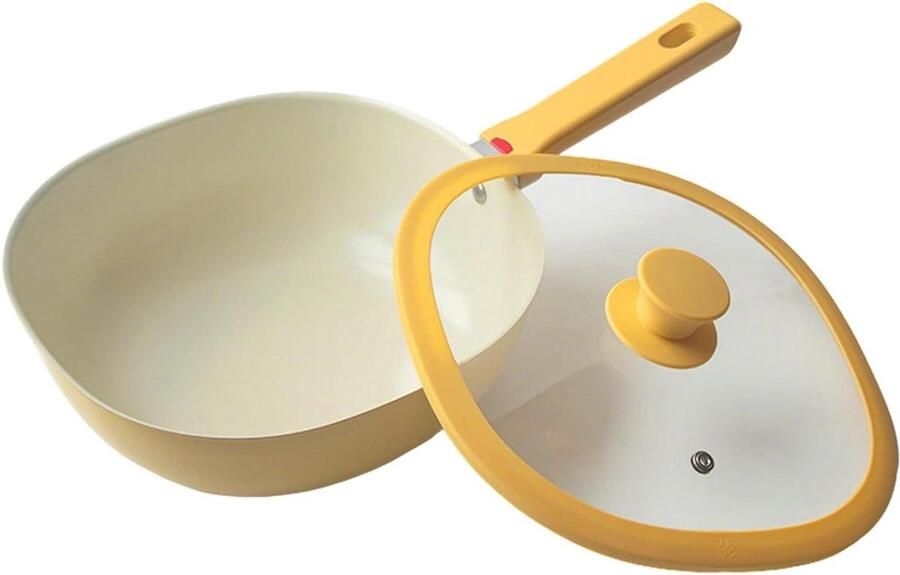 Braadpan met deksel Antiaanbak pan Maaltijden bereiden Gelijkmatige warmteverdeling 19 liter inhoud Crèmegeel