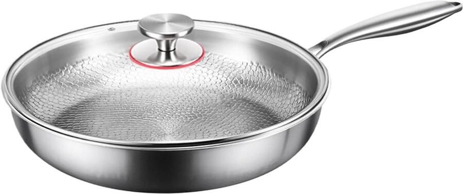 Braadpan met Deksel Antiaanbakpan Keukengerei Gezond Koken Gelijkmatige Temperatuurregeling 30 cm Grijs