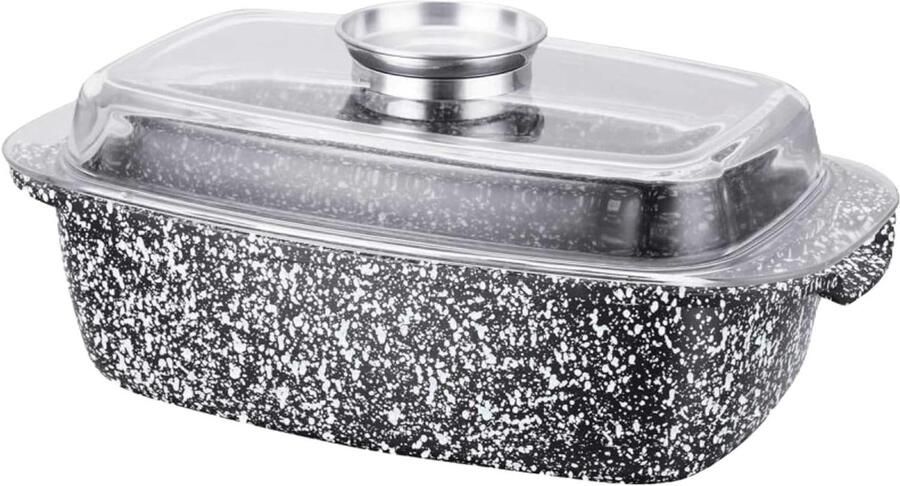 Braadpan met deksel Gietijzeren pan Langzaam Garen Antiaanbaklaag 45 Liter Grijs