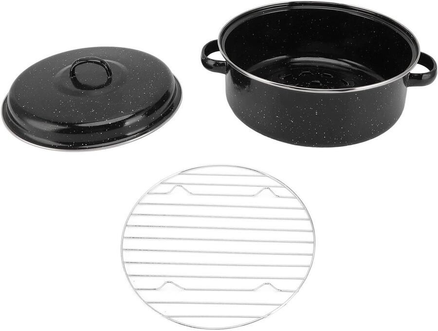 Braadpan met Deksel Ovenpot Kookpan Gelijkmatig Braden Non-stick Oppervlak 26 cm Deksel Zwart Gespikkeld