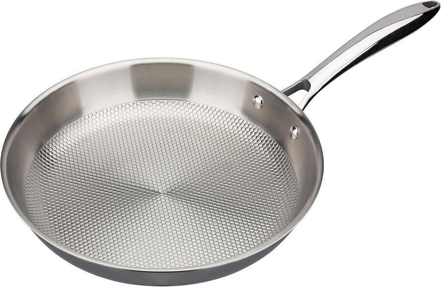 Braadpan met deksel Gietijzeren pan Langzaam garen Honingraatbodem 28 cm Zilver