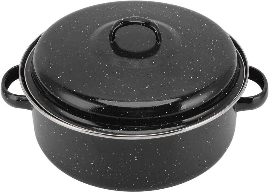 Braadpan met Deksel Gietijzeren pan Veelzijdig Koken Gelijkmatige Warmteverdeling 26cm Zwart