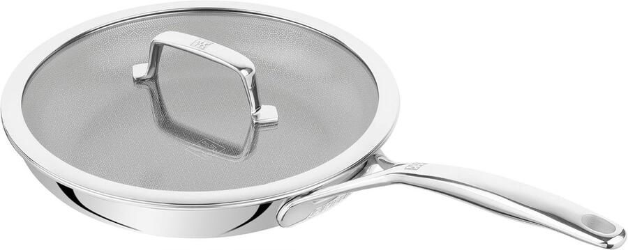 Braadpan met Deksel Koekenpan Antiaanbak Dagelijks Koken Hybride RVS Keramiek 26 cm Zilver