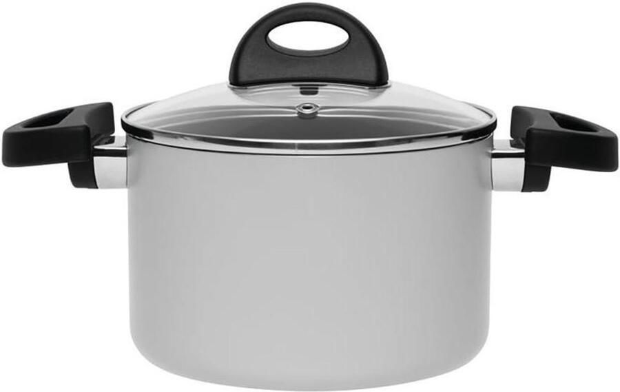 Braadpan met Deksel Kookpan Aluminium Gelijkmatig Koken PFOA-vrije Antiaanbaklaag 16 cm 2 Liter Zacht Grijs