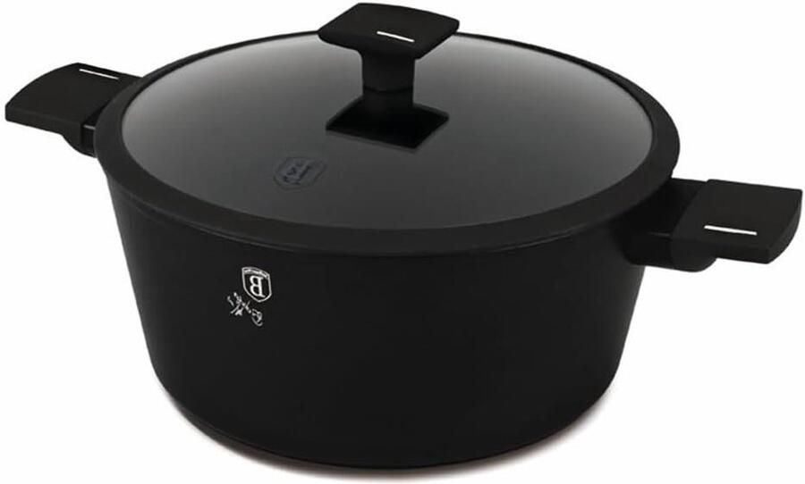 Braadpan met Deksel Kookpan Aluminium Grote Maaltijden Bereiden Energiebesparende Inductie 30 cm Mat Zwart