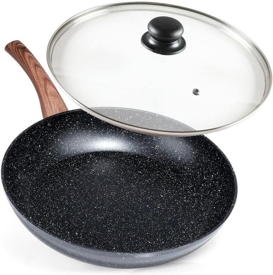 Braadpan met deksel Kookpan Aluminium Kleine porties koken Antiaanbak granietlaag 32 cm Graniet