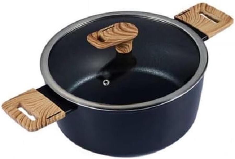 Braadpan met deksel Kookpan Aluminium Lekker Koken Ruwe antiaanbaklaag Ø 20cm 2.5L Zwart