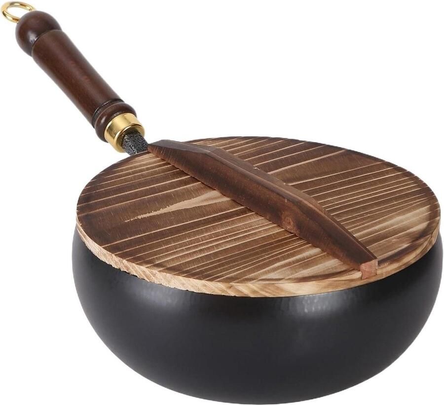 Braadpan met deksel Kookpan Keukengerei Gezond Koken Natuurlijk Antiaanbak 24 cm Zwart