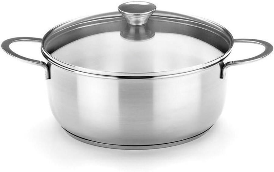 Braadpan met deksel Kookpan sauspan Gelijkmatig koken Drievoudige warmtedifusie 22 cm diameter Zilver