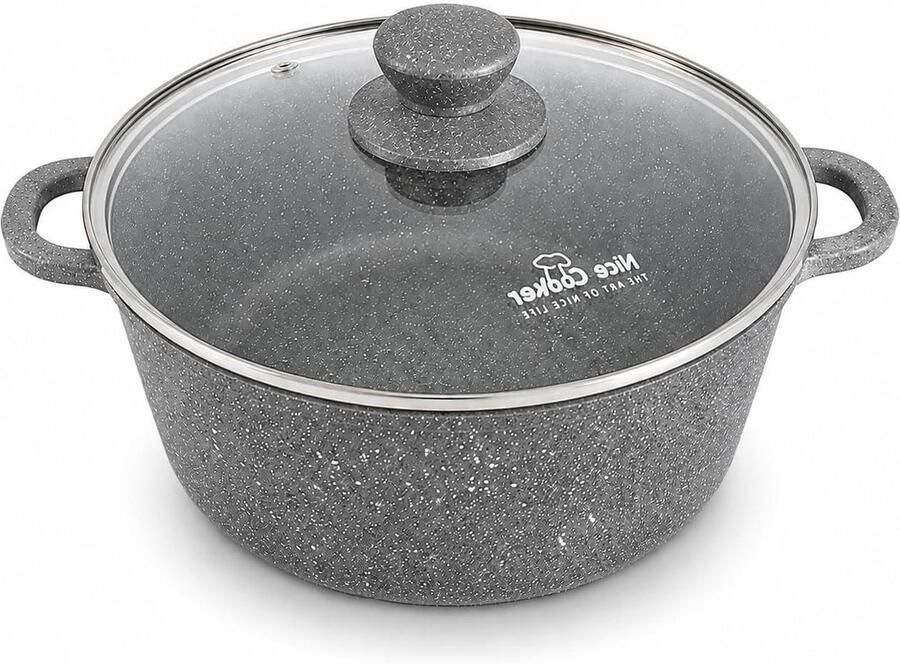 Braadpan met Deksel Kookpan Sauspan Gezond Koken Echte Steendeeltjes 16 cm Grijs