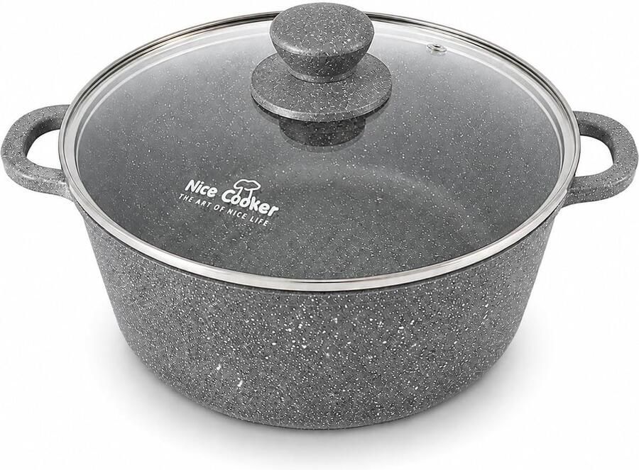 Braadpan met Deksel Kookpan Sauspan Gezond Koken Echte Steendeeltjes 16 cm Grijs