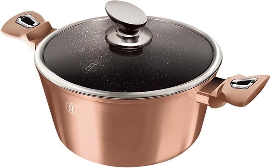 Braadpan met deksel Kookpan Serveerpan Veelzijdig Koken Duurzaam Metaal 30 cm 8 Liter Roségoud
