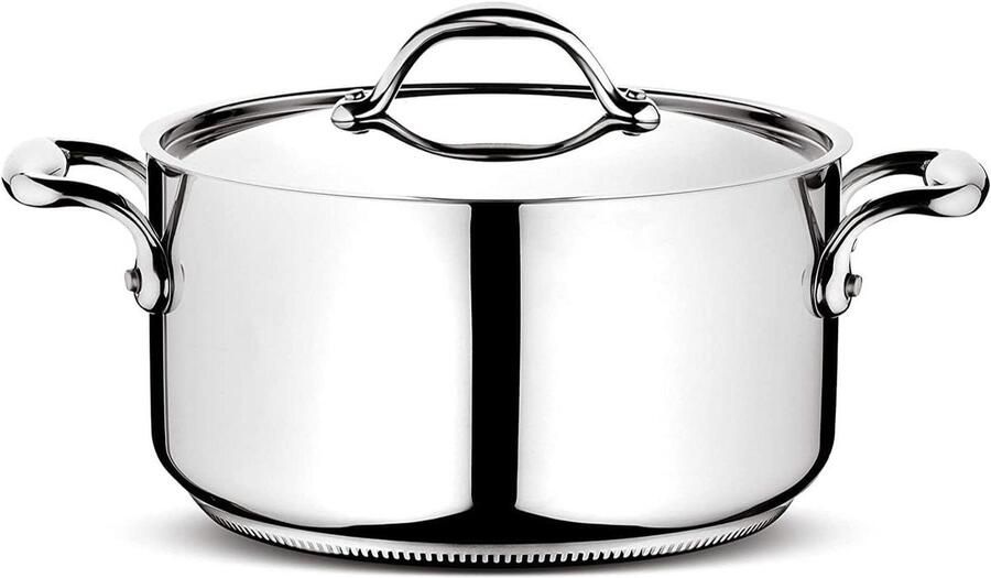 Braadpan met deksel Kookpan Steelpan Koken en braden 5-laags Lagofusion bodem Ø 18 cm Zilverkleurig