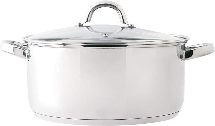 Braadpan met deksel Kookpan Steelpan Koken en Stoven Capsulebodem Glaskeramiek 20 Centimeter 1 Liter Zilver