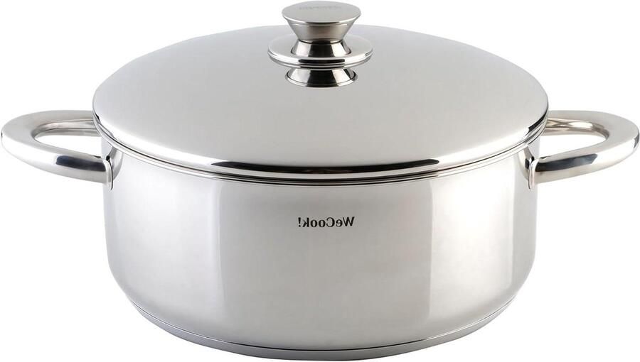 Braadpan met Deksel Kookpan Stoofpan Gelijkmatig Koken 3-Laags Bodem 26 cm Zilverkleurig