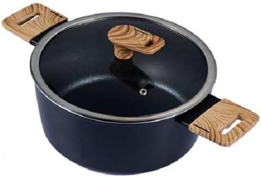 Braadpan met deksel Kookpan Stoofpan Gerechten Bereiden Ruwe antiaanbaklaag Ø 20 cm Zwart