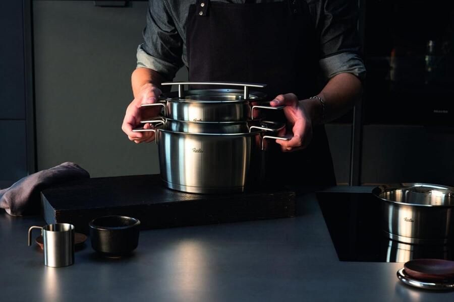 Braadpan met Deksel Kookpan Stoofpan Langzaam Garen Energiebesparend Ontwerp 20 cm 2.3L Zilverkleurig